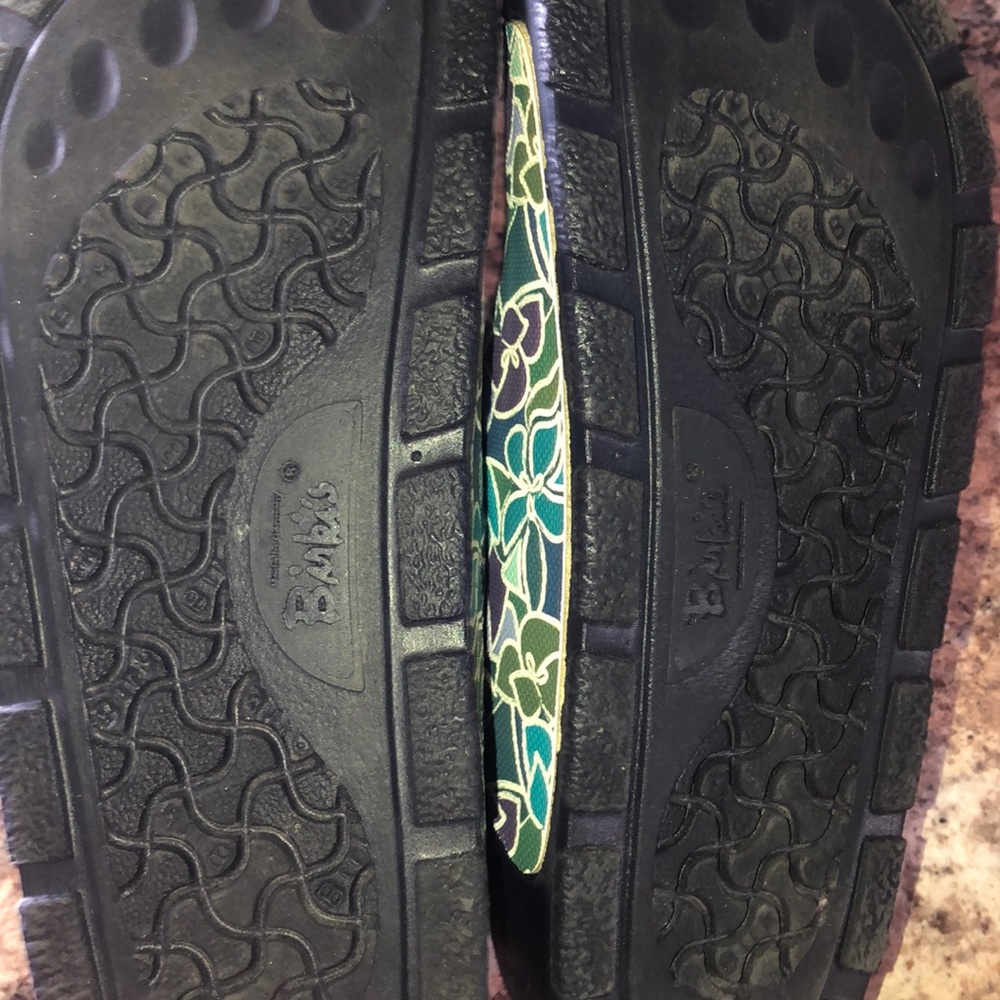 Birkenstock Floral Pattern Teal Green Purple Double Buckle Sandals - Picture 4 of 5